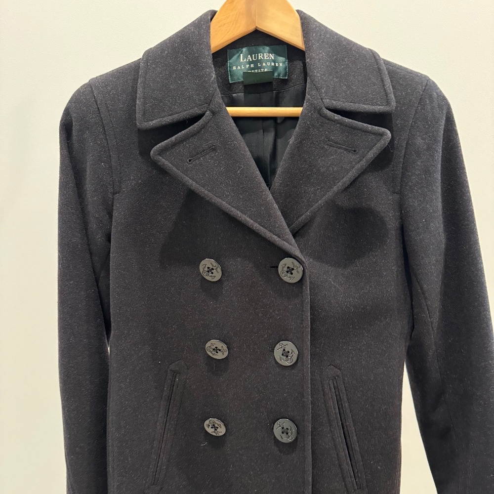 RALPH LAUREN WOOL PEA COAT, SIZE 2P